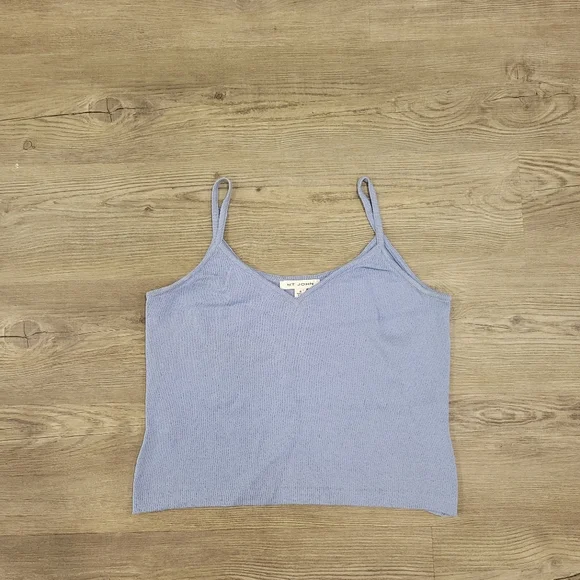 St. John Women Blue V Neck Tank Top Size Medium - Picture 1 of 6
